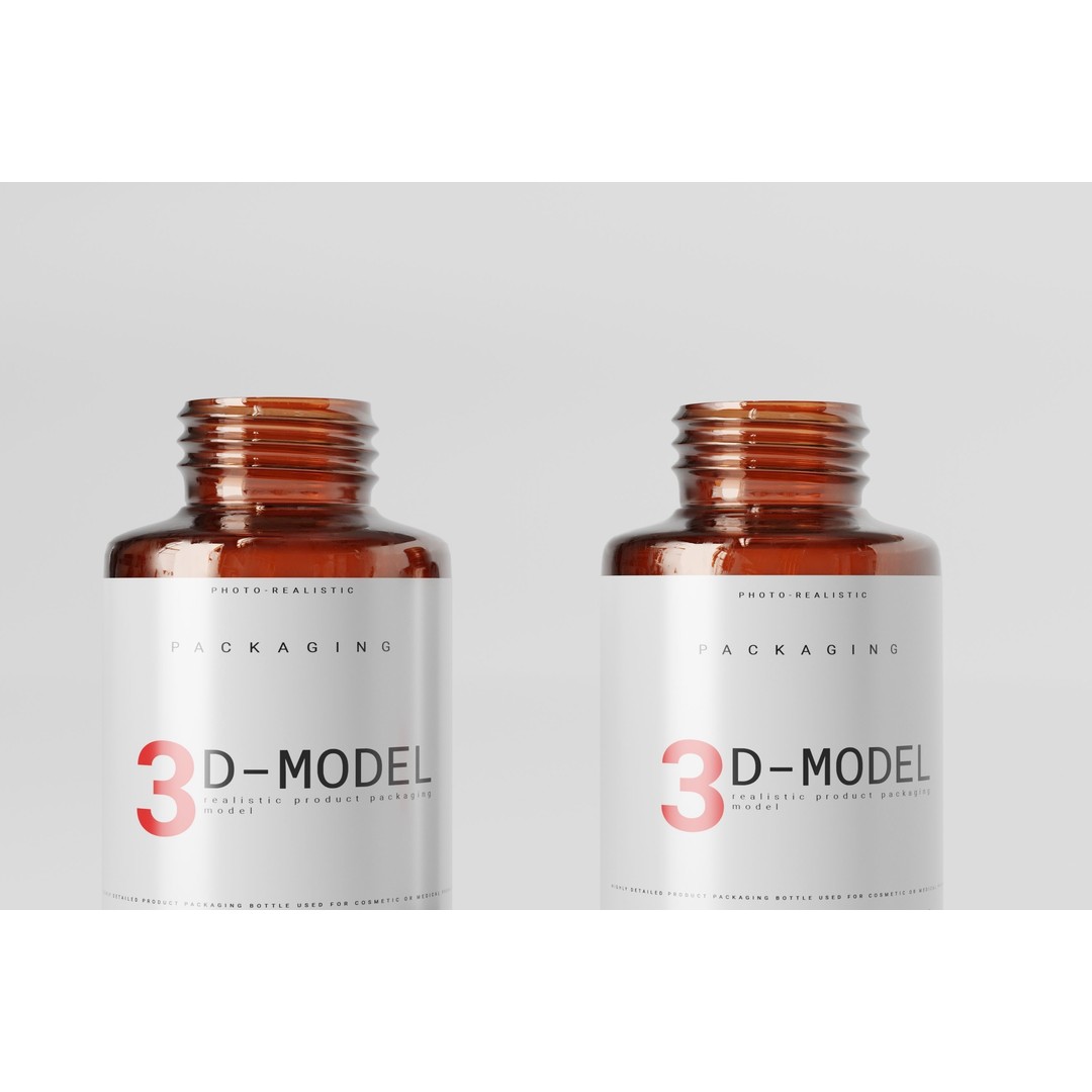 Amber Glass Airless Pump & Spray Bottle 3D Model – Low Poly, FBX, OBJ - View 18