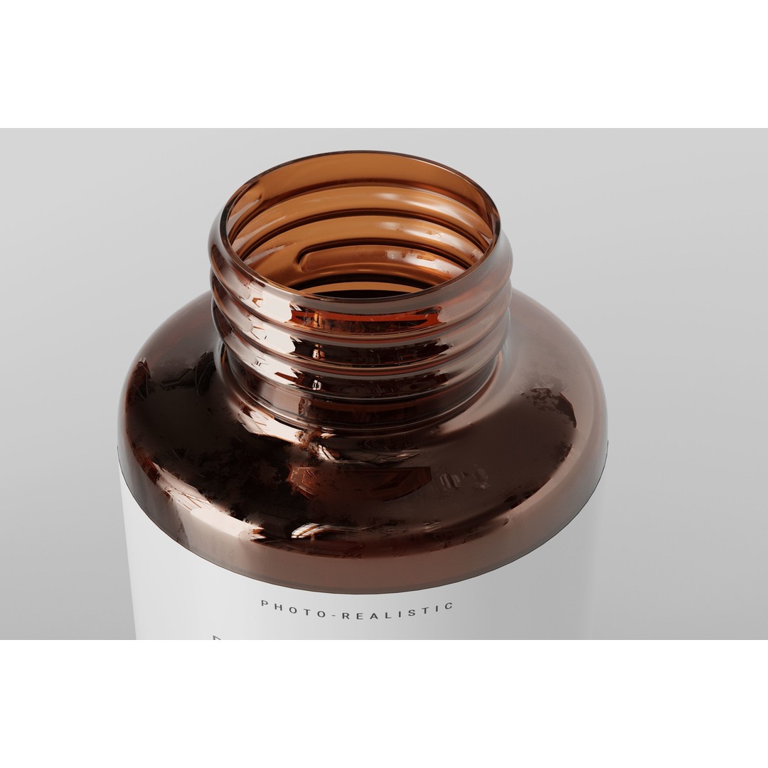 Amber Glass Airless Pump & Spray Bottle 3D Model – Low Poly, FBX, OBJ - View 19