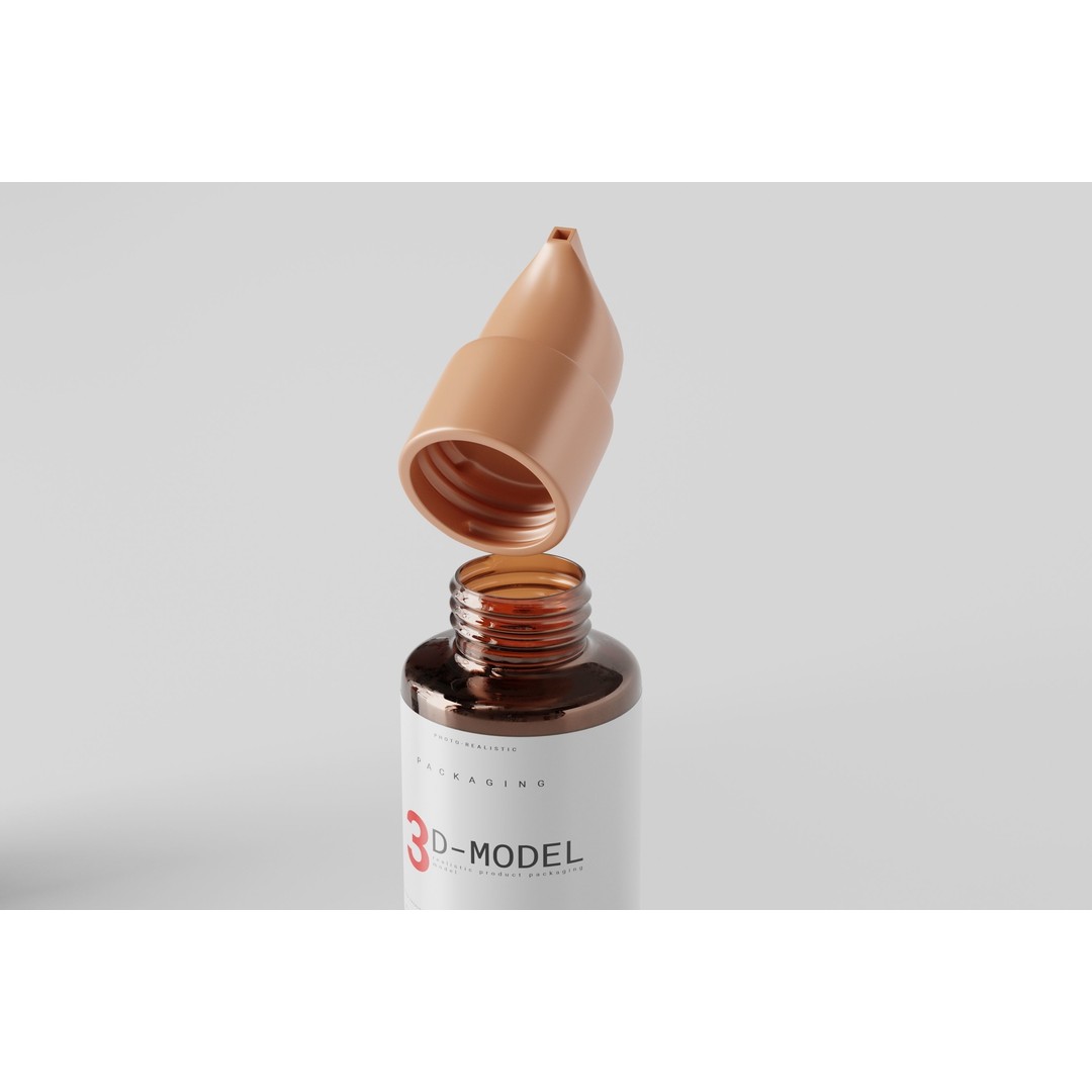 Amber Glass Airless Pump & Spray Bottle 3D Model – Low Poly, FBX, OBJ - View 20