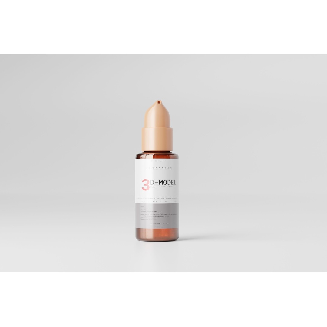 Amber Glass Airless Pump & Spray Bottle 3D Model – Low Poly, FBX, OBJ - View 6
