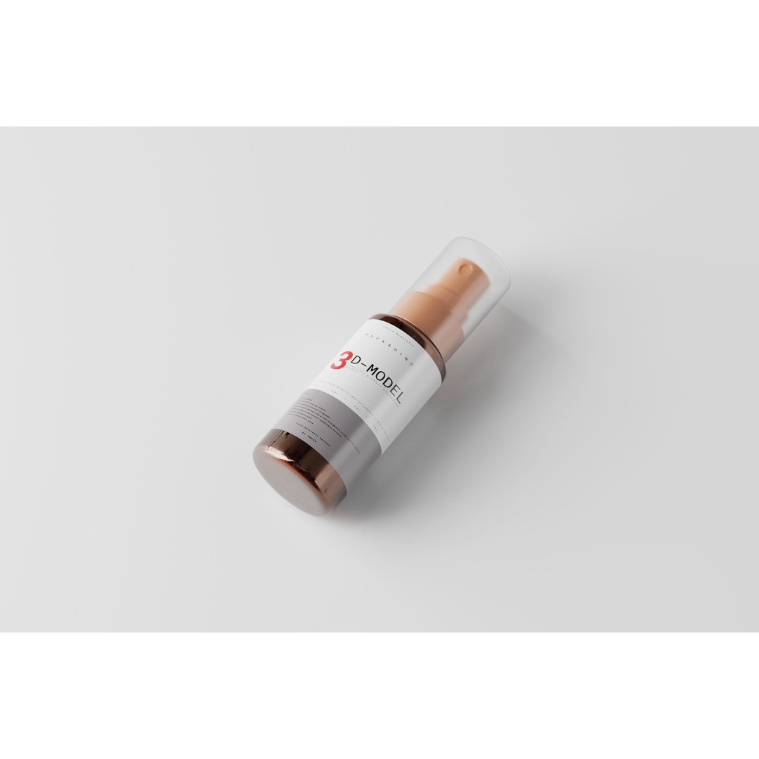 Amber Glass Airless Pump & Spray Bottle 3D Model – Low Poly, FBX, OBJ - View 8