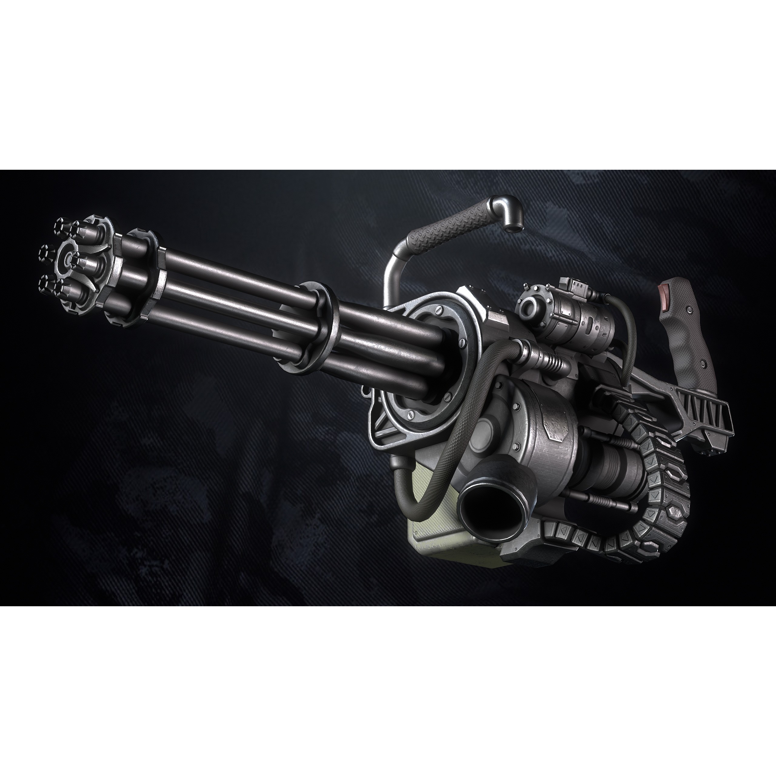 Q-Old Minigun - Low-Poly Game-Ready 3D Model