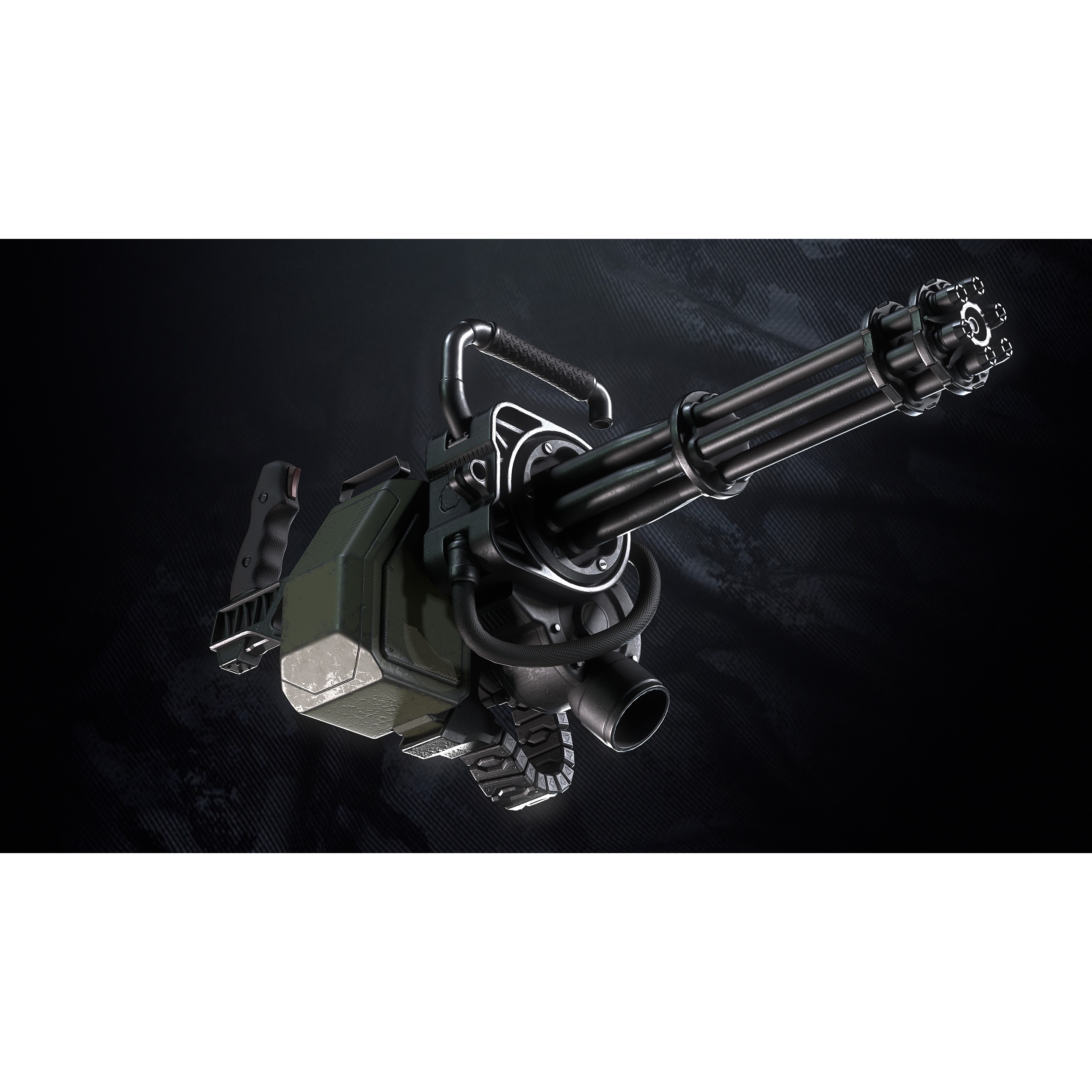 Q-Old Minigun - Low-Poly Game-Ready 3D Model - View 10
