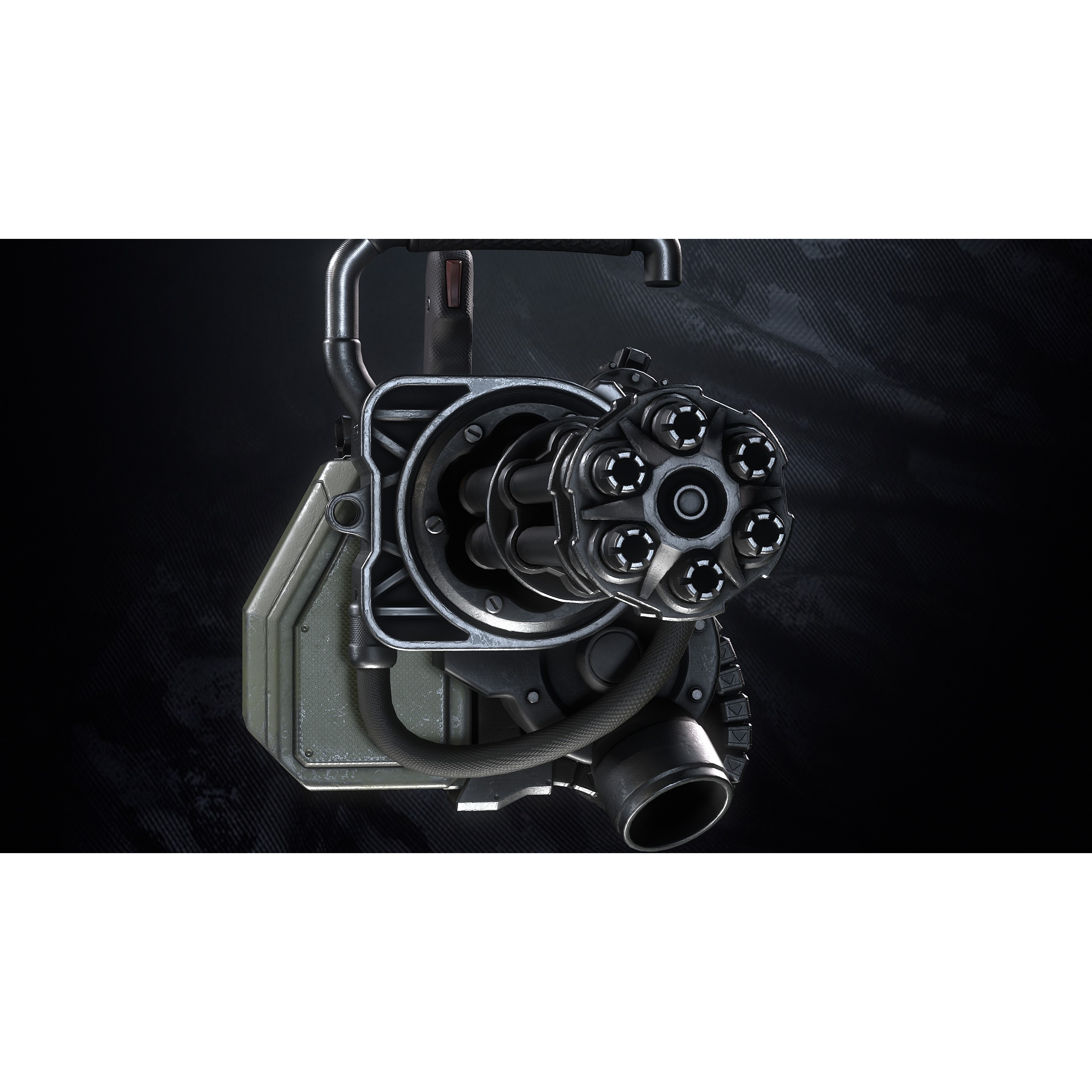 Q-Old Minigun - Low-Poly Game-Ready 3D Model - View 11