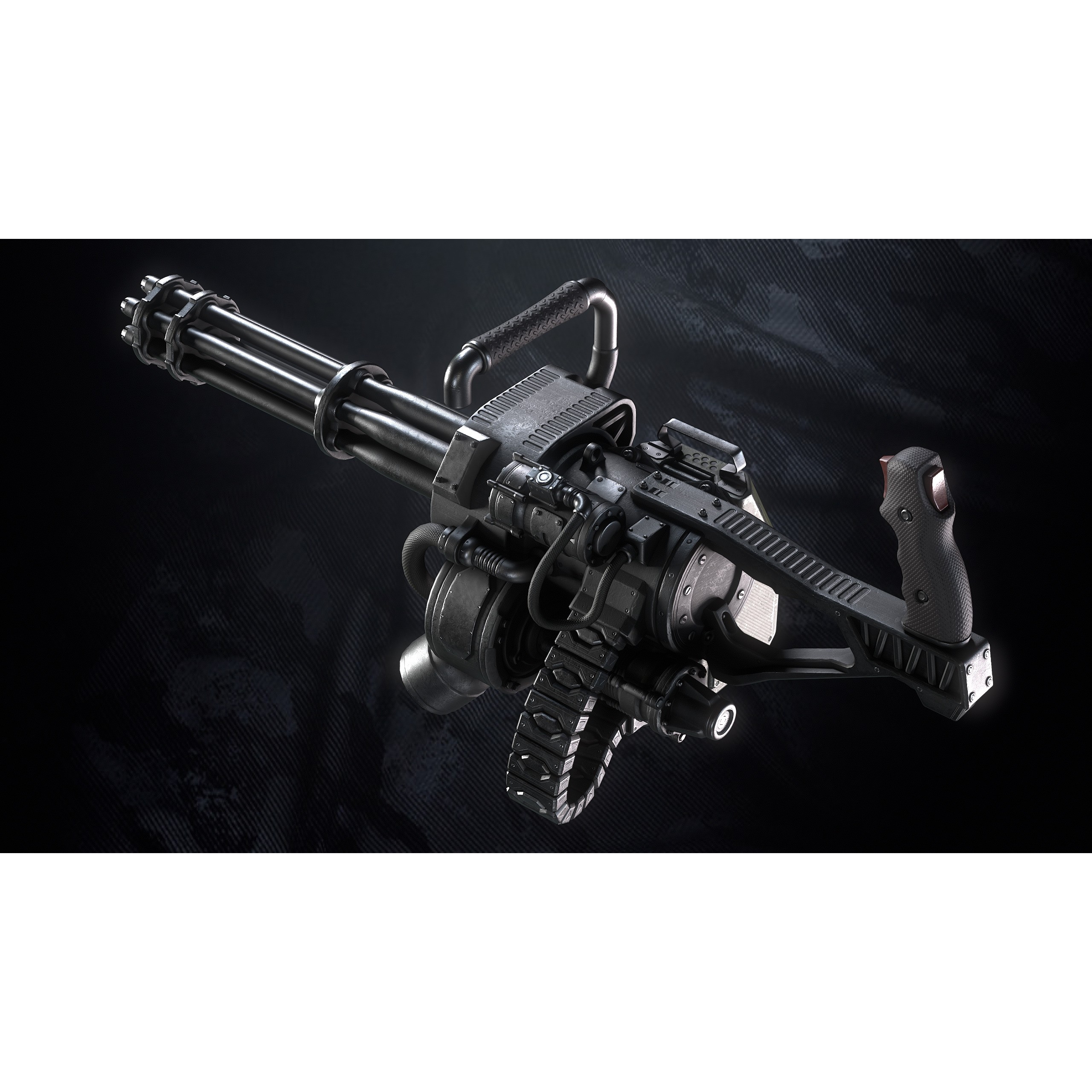 Q-Old Minigun - Low-Poly Game-Ready 3D Model - View 12