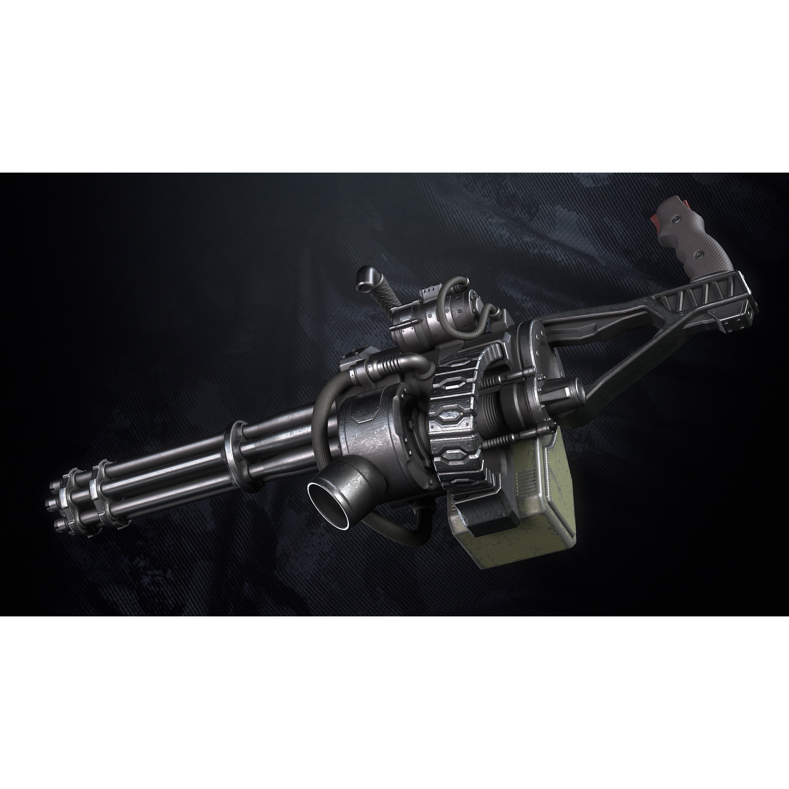 Q-Old Minigun - Low-Poly Game-Ready 3D Model - View 13