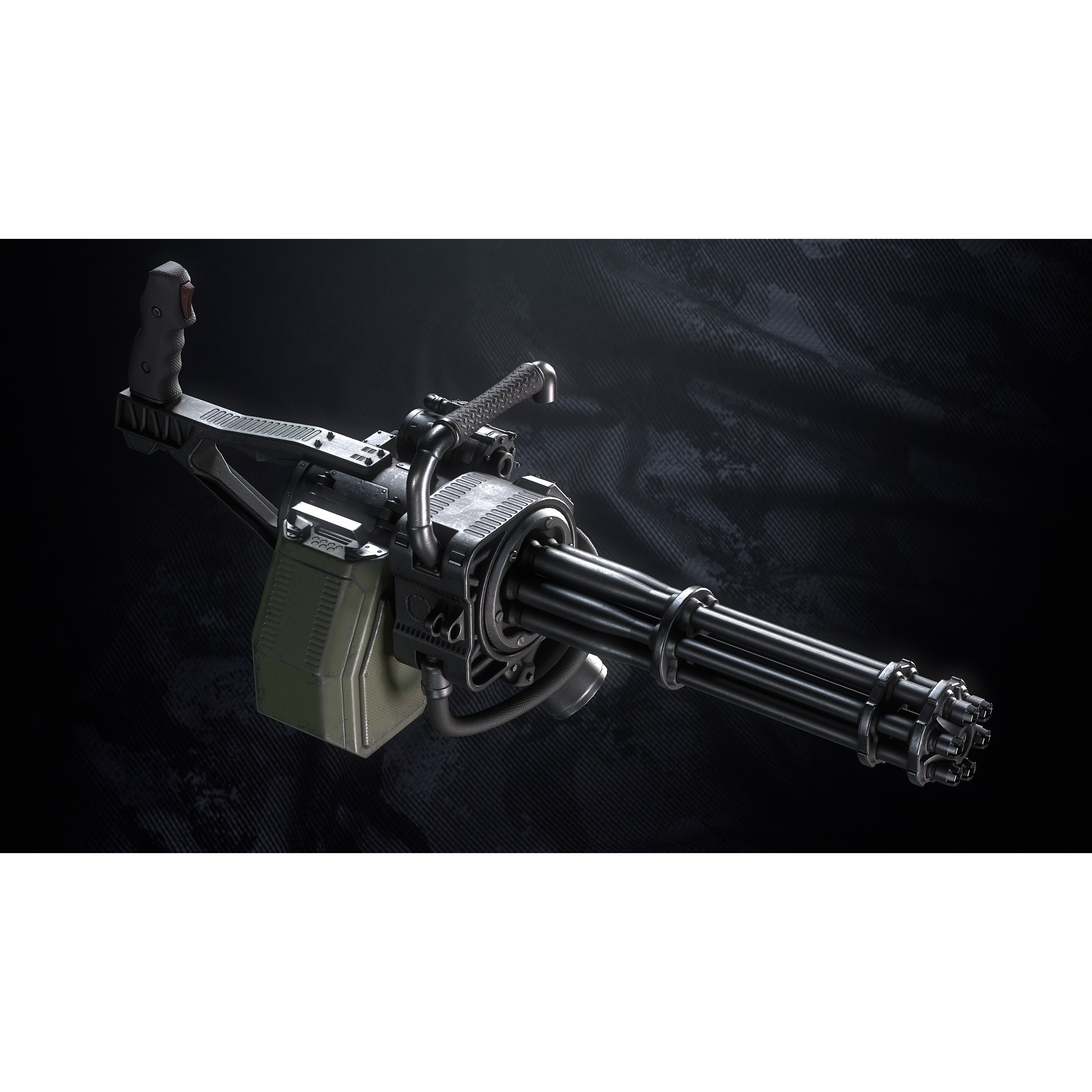 Q-Old Minigun - Low-Poly Game-Ready 3D Model - View 14