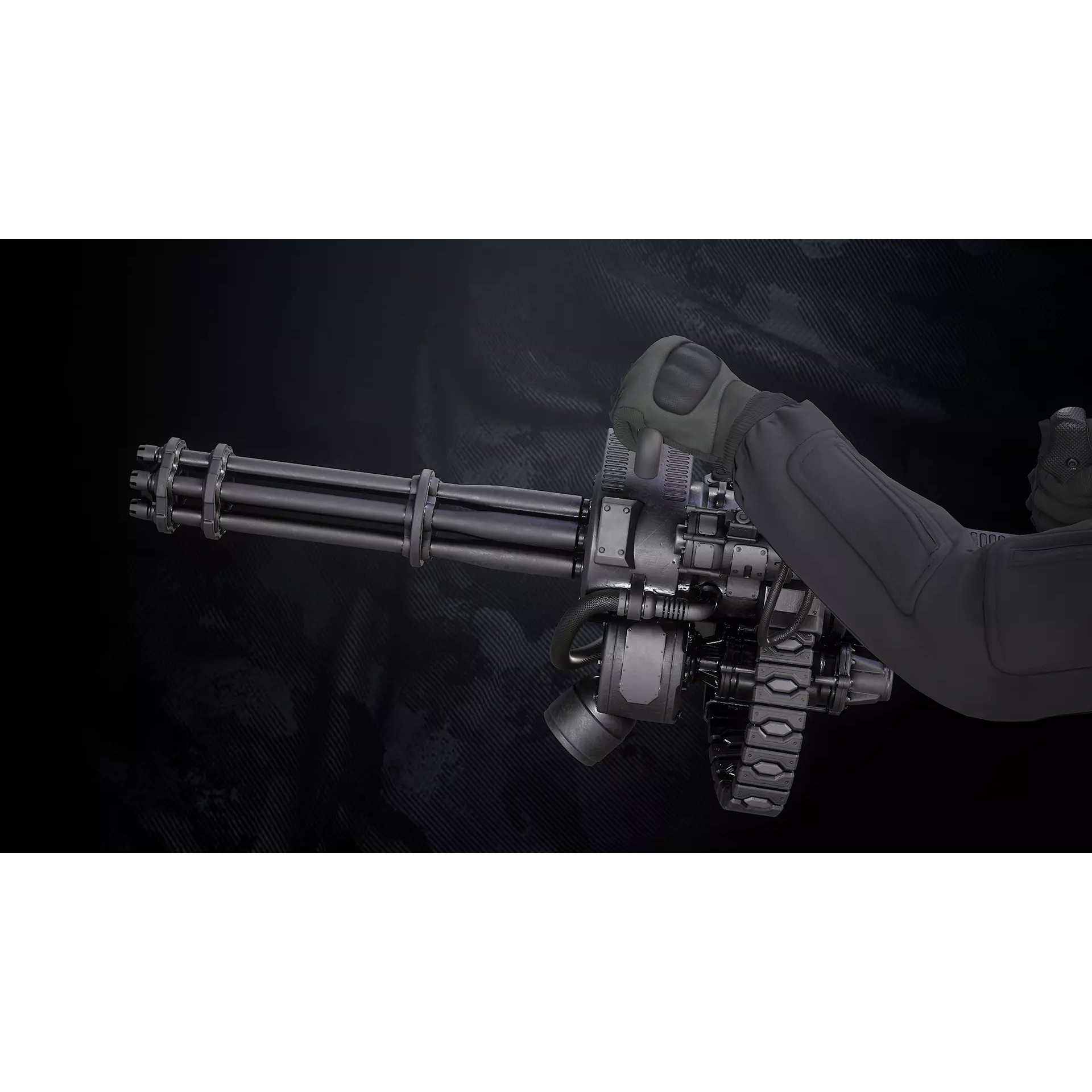 Q-Old Minigun - Low-Poly Game-Ready 3D Model - View 2