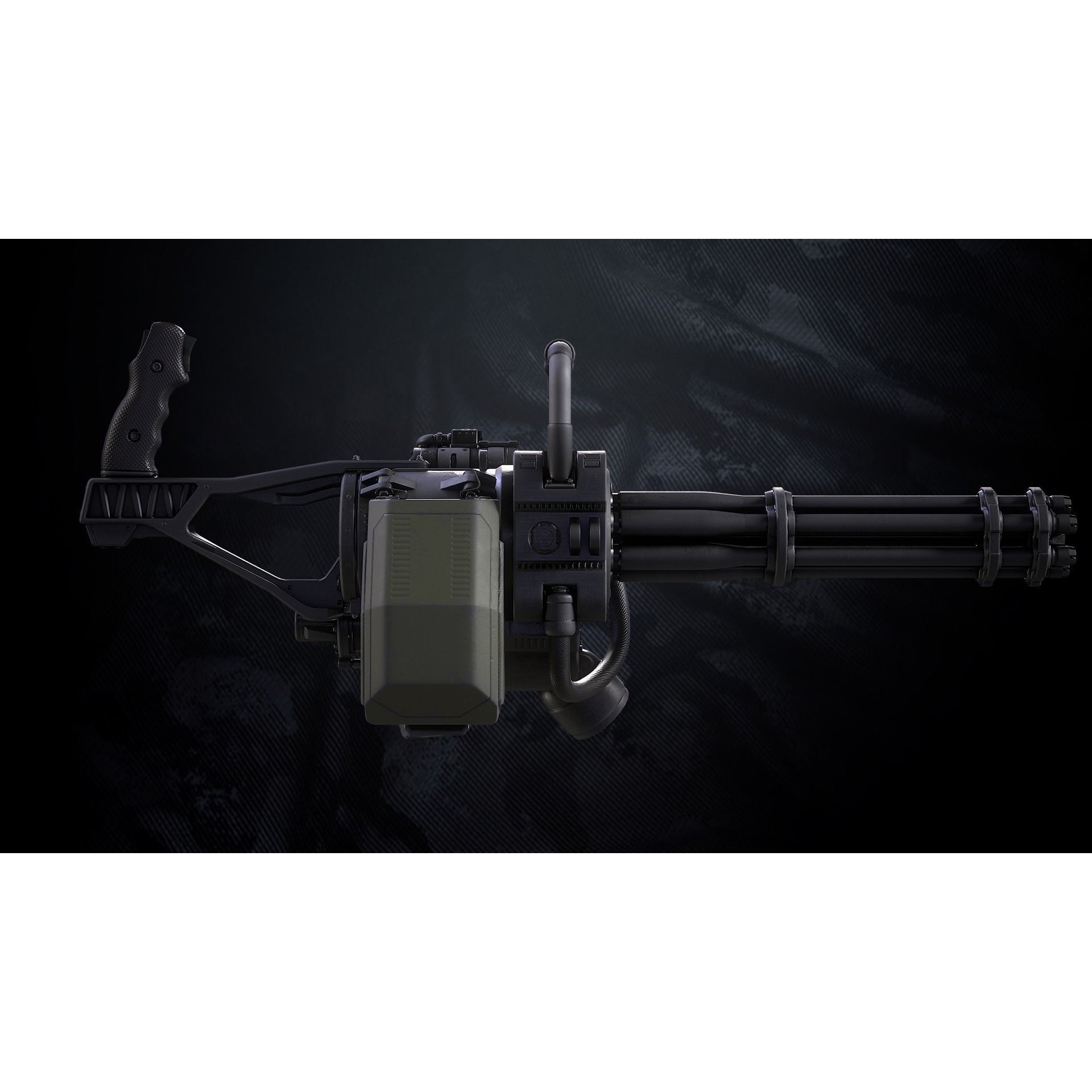 Q-Old Minigun - Low-Poly Game-Ready 3D Model - View 3