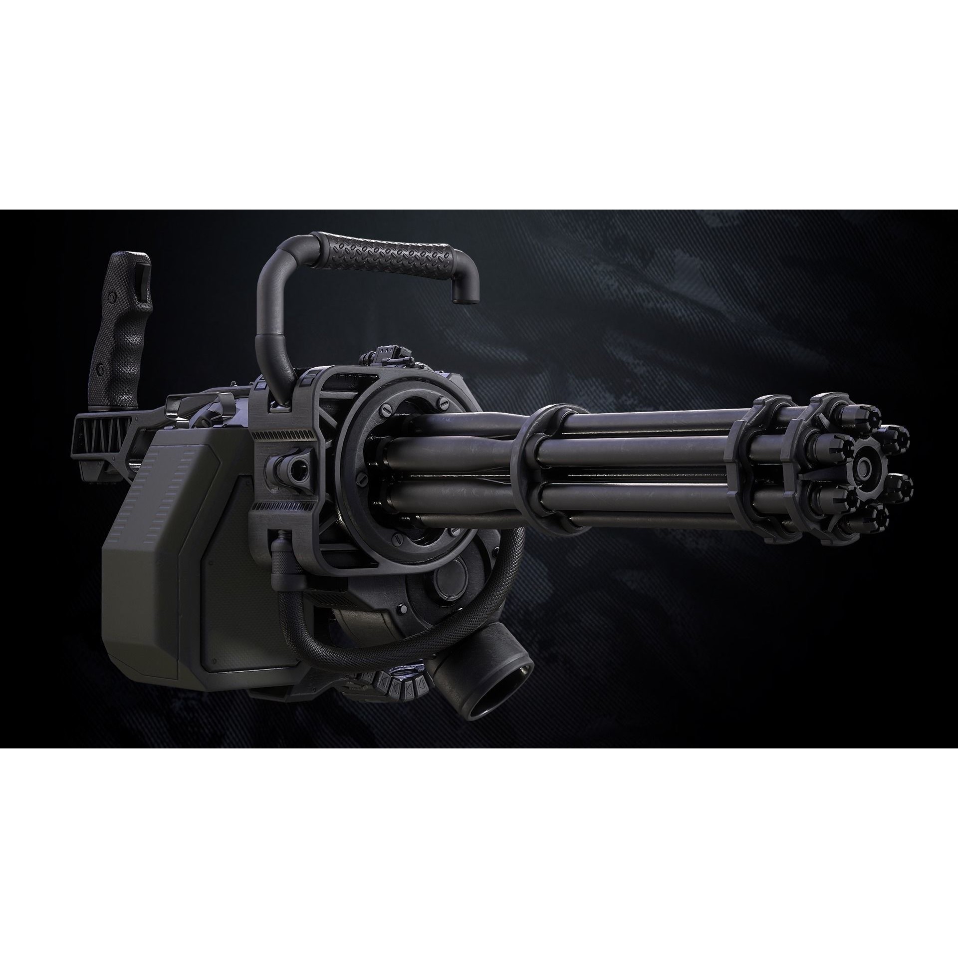Q-Old Minigun - Low-Poly Game-Ready 3D Model - View 4