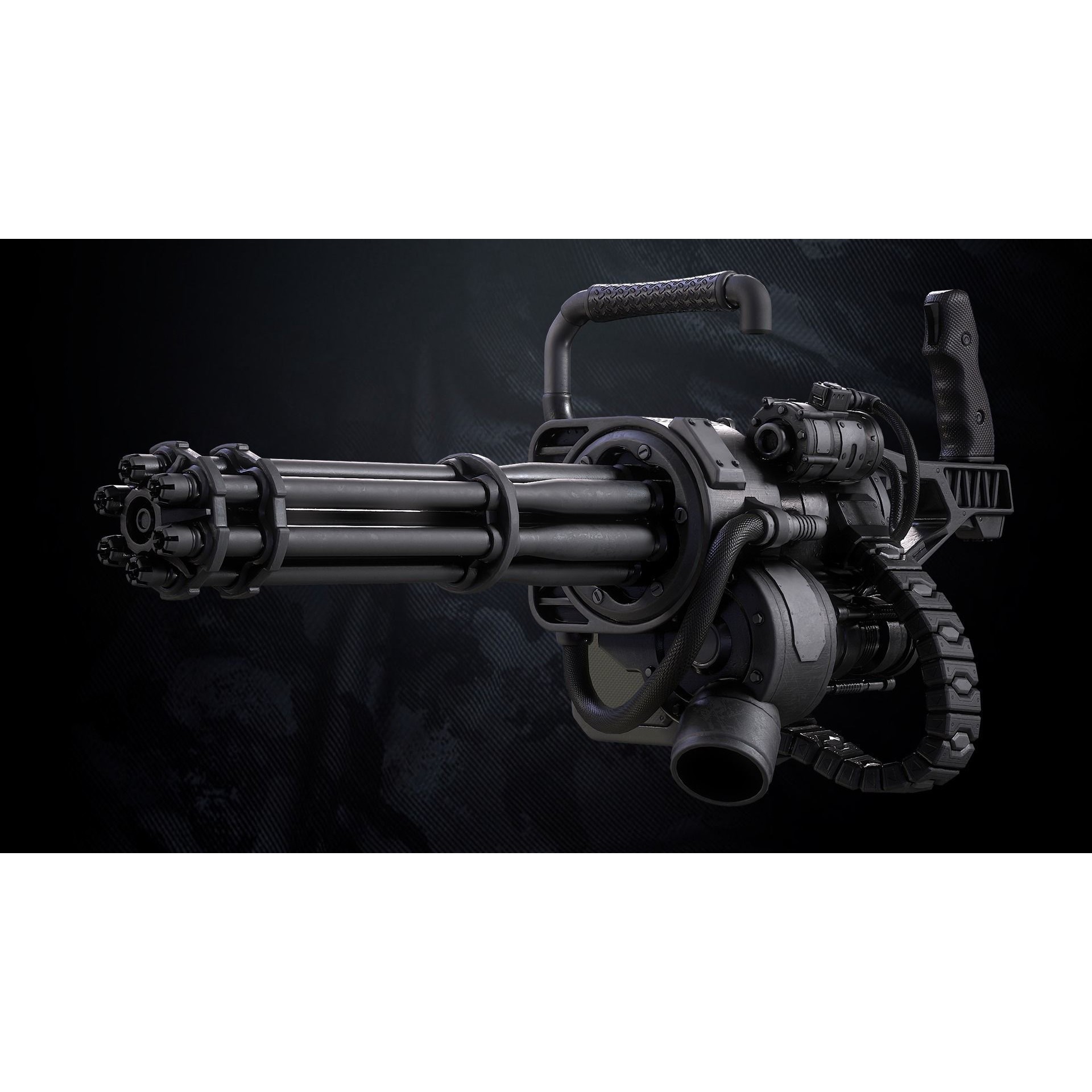 Q-Old Minigun - Low-Poly Game-Ready 3D Model - View 5