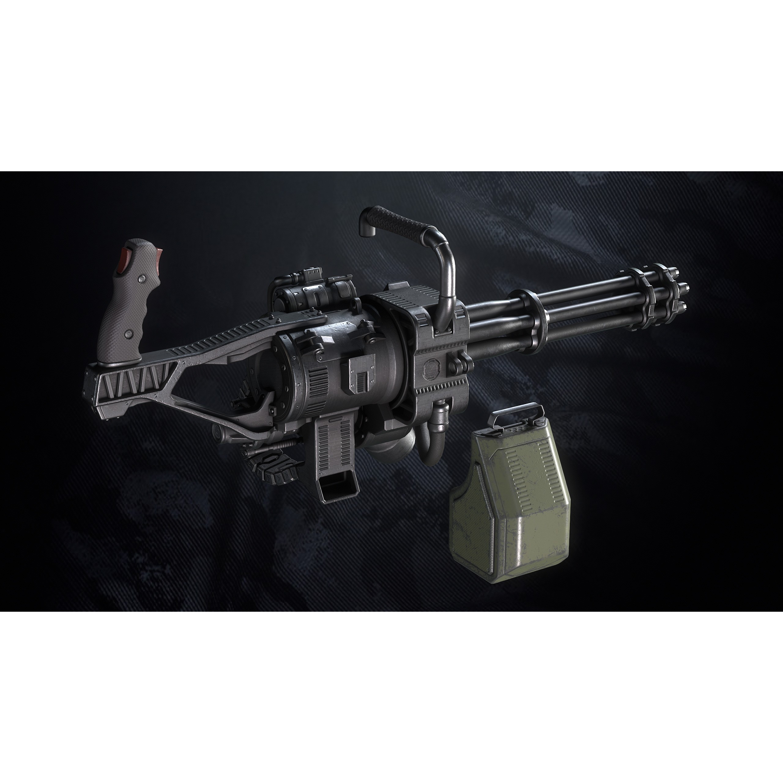 Q-Old Minigun - Low-Poly Game-Ready 3D Model - View 6