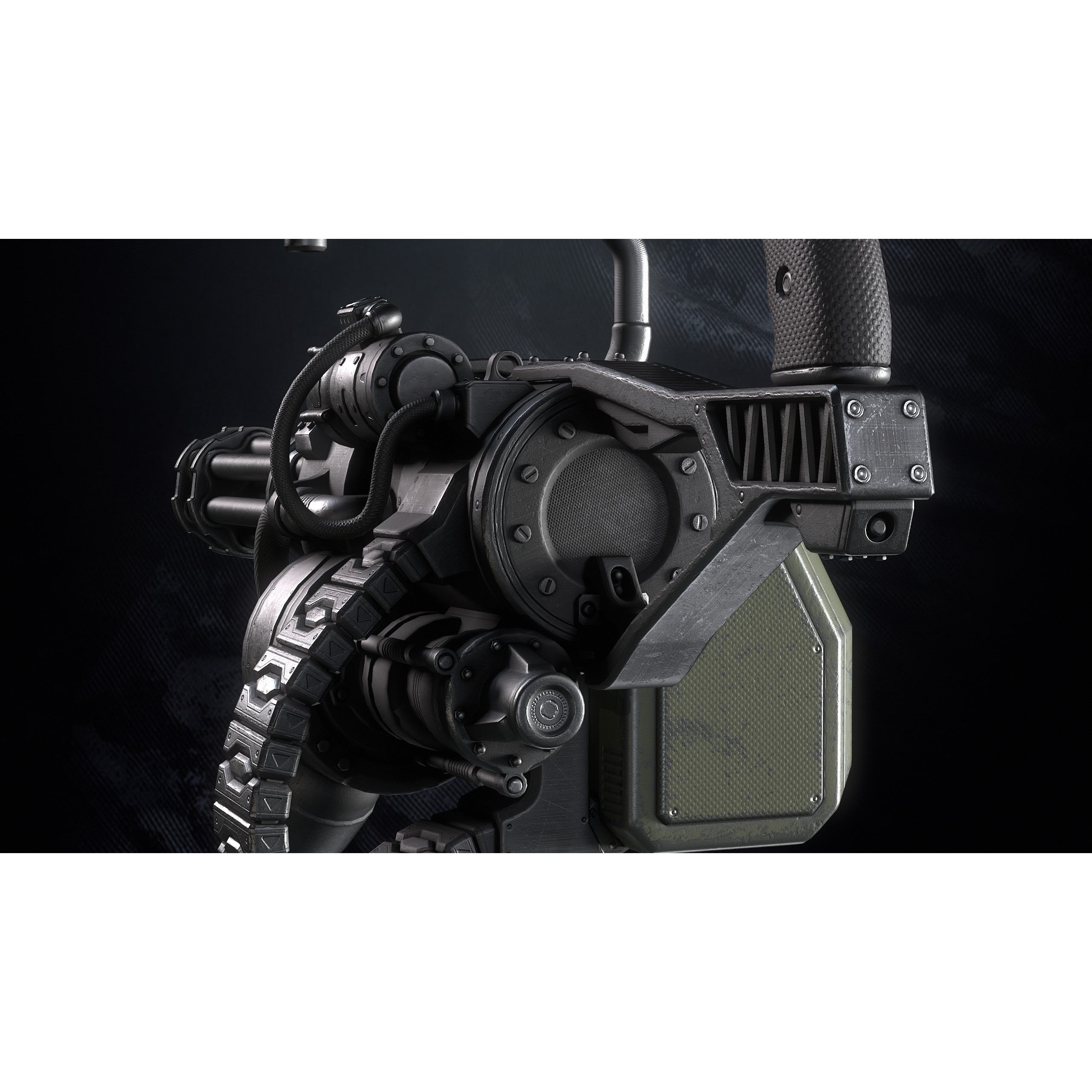 Q-Old Minigun - Low-Poly Game-Ready 3D Model - View 7