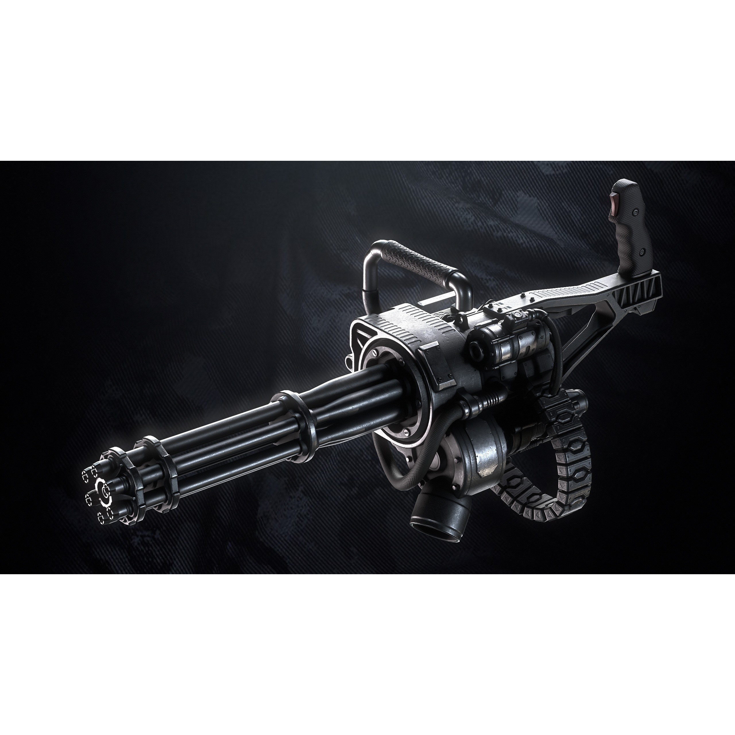 Q-Old Minigun - Low-Poly Game-Ready 3D Model - View 8