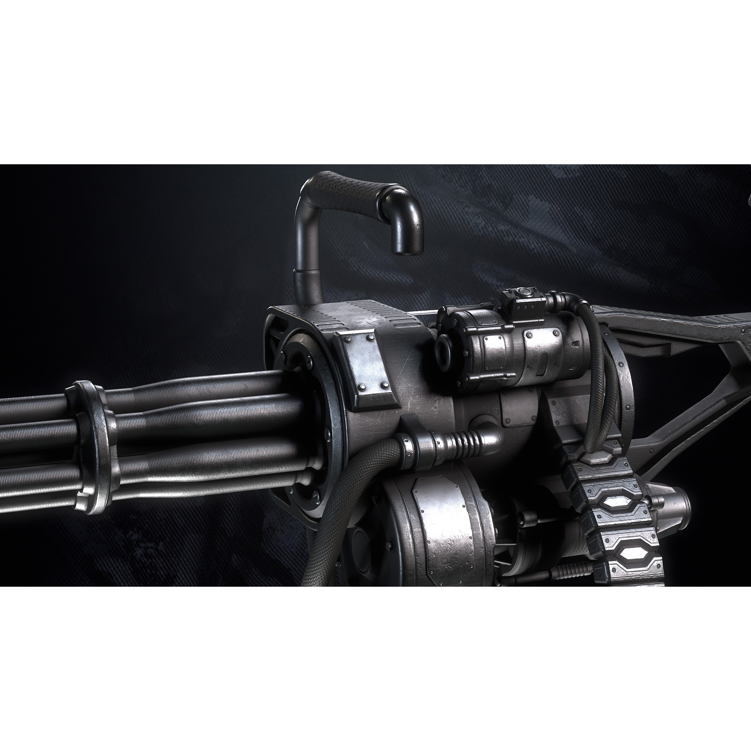Q-Old Minigun - Low-Poly Game-Ready 3D Model - View 9