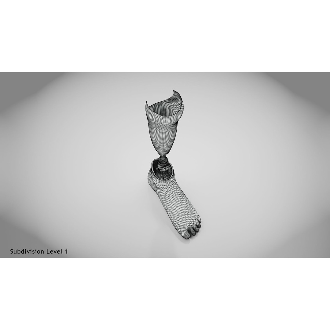 Below Knee Prosthetics 3D Model – Low Poly PBR Medical Asset, FBX, OBJ