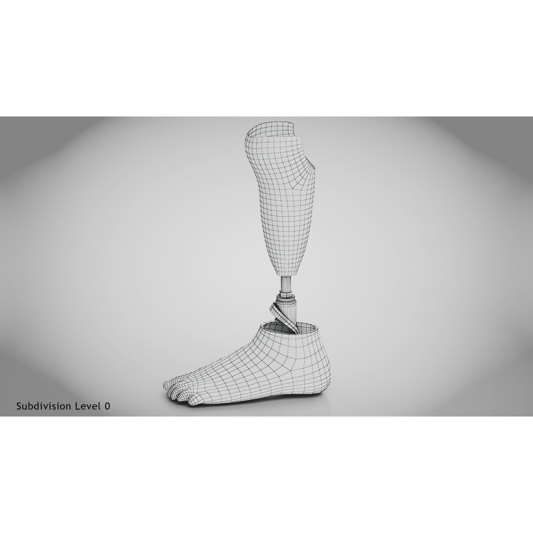 Below Knee Prosthetics 3D Model – Low Poly PBR Medical Asset, FBX, OBJ - View 11