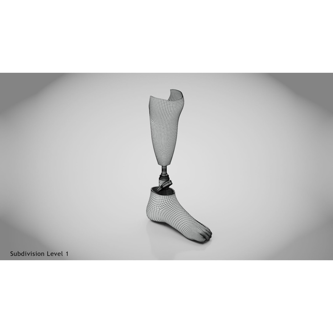 Below Knee Prosthetics 3D Model – Low Poly PBR Medical Asset, FBX, OBJ - View 13