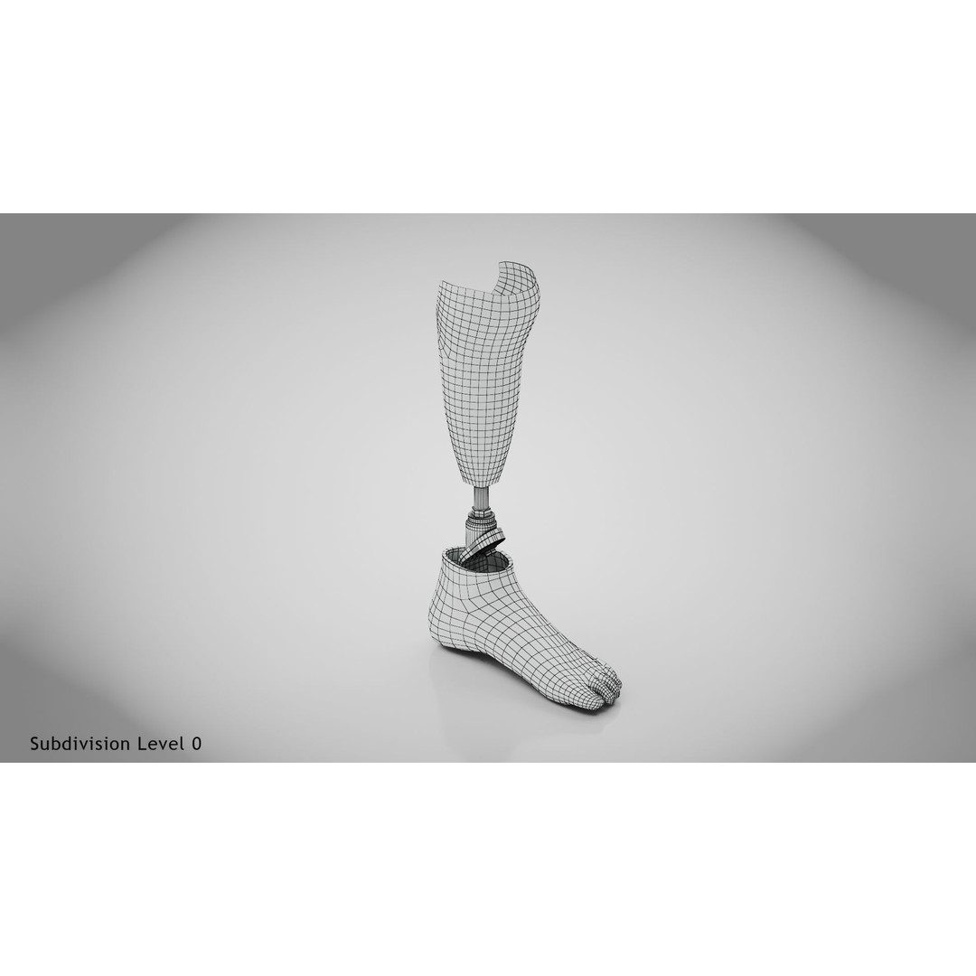 Below Knee Prosthetics 3D Model – Low Poly PBR Medical Asset, FBX, OBJ - View 14