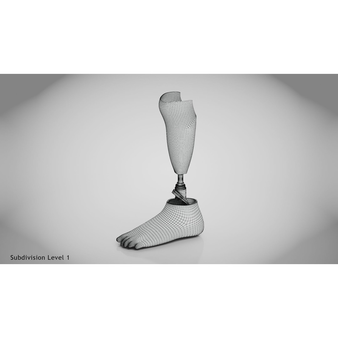 Below Knee Prosthetics 3D Model – Low Poly PBR Medical Asset, FBX, OBJ - View 15