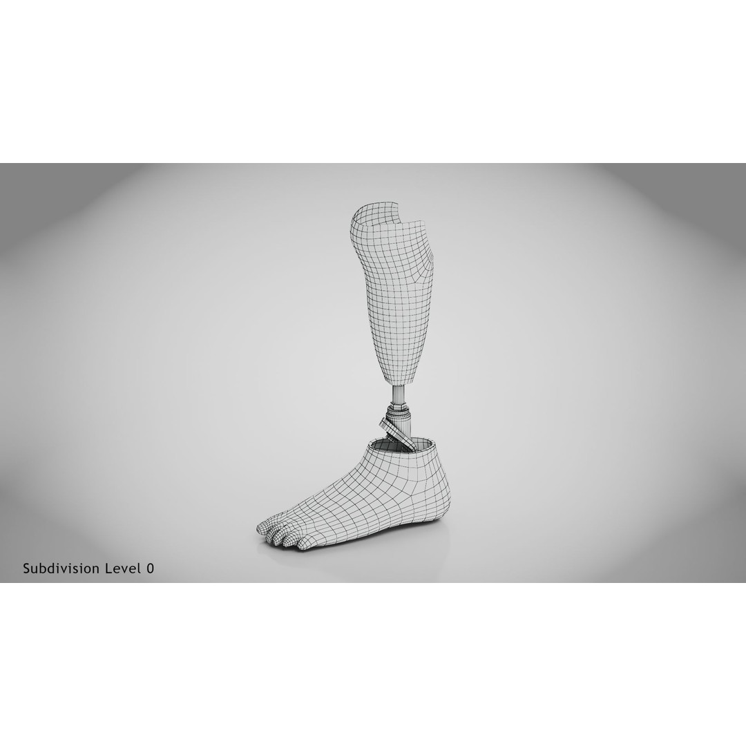 Below Knee Prosthetics 3D Model – Low Poly PBR Medical Asset, FBX, OBJ - View 16