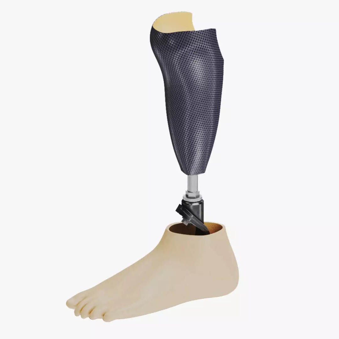 Below Knee Prosthetics 3D Model – Low Poly PBR Medical Asset, FBX, OBJ - View 2