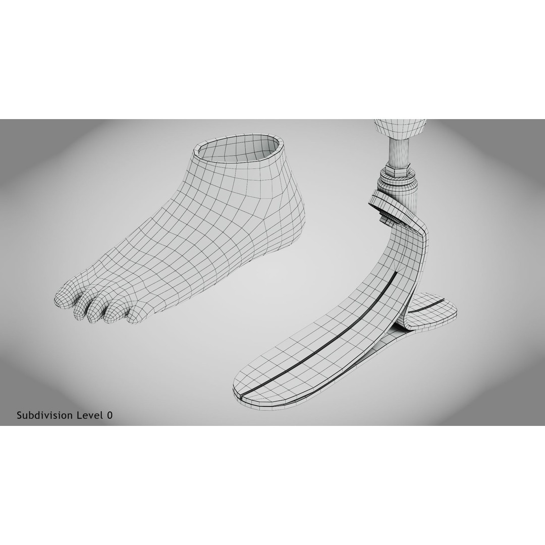 Below Knee Prosthetics 3D Model – Low Poly PBR Medical Asset, FBX, OBJ - View 27