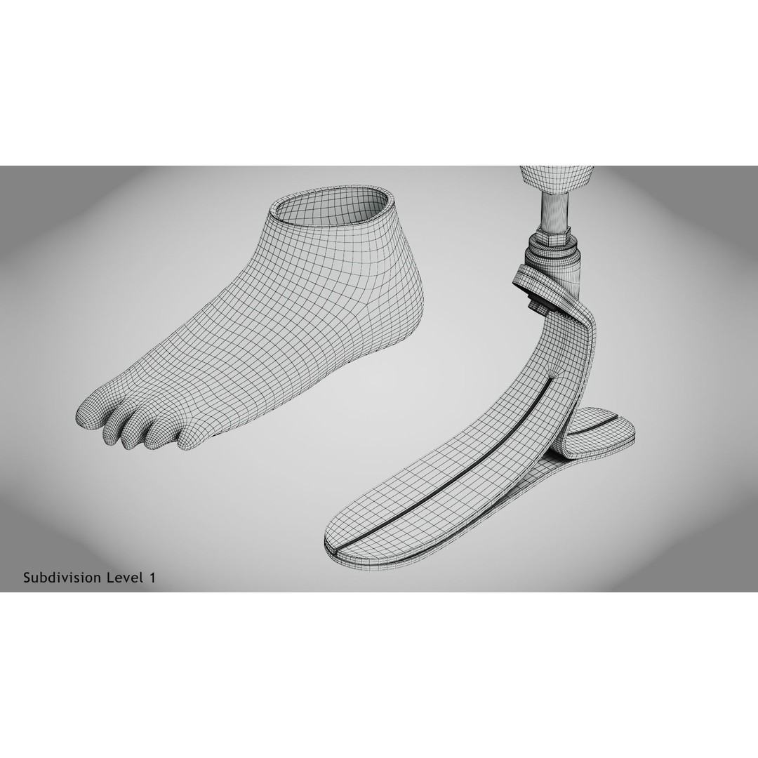 Below Knee Prosthetics 3D Model – Low Poly PBR Medical Asset, FBX, OBJ - View 28
