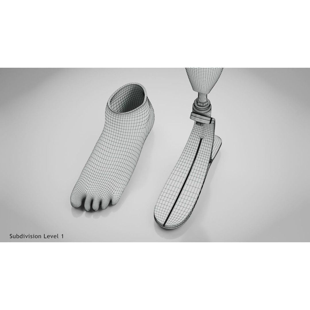 Below Knee Prosthetics 3D Model – Low Poly PBR Medical Asset, FBX, OBJ - View 29
