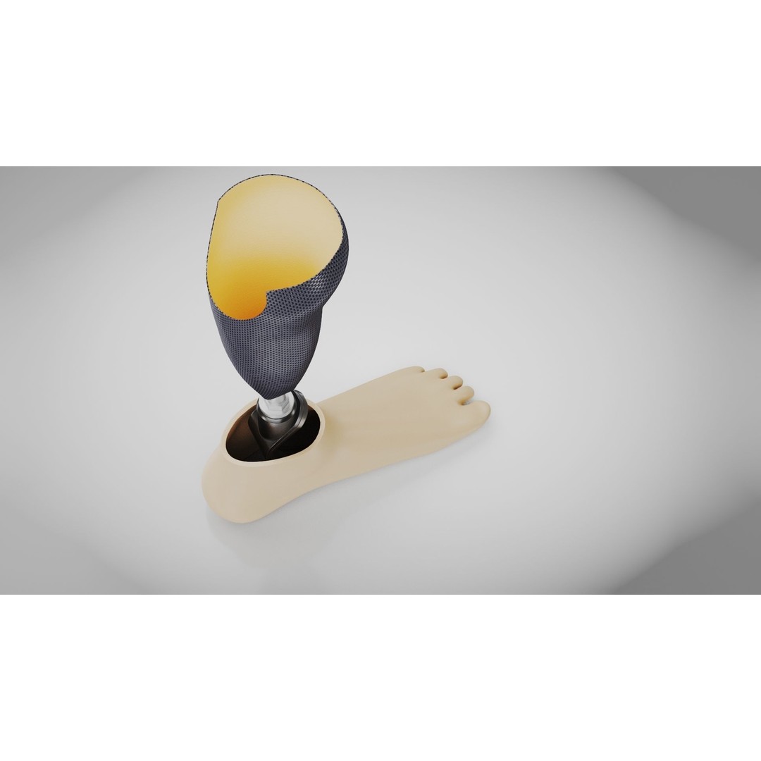 Below Knee Prosthetics 3D Model – Low Poly PBR Medical Asset, FBX, OBJ - View 3