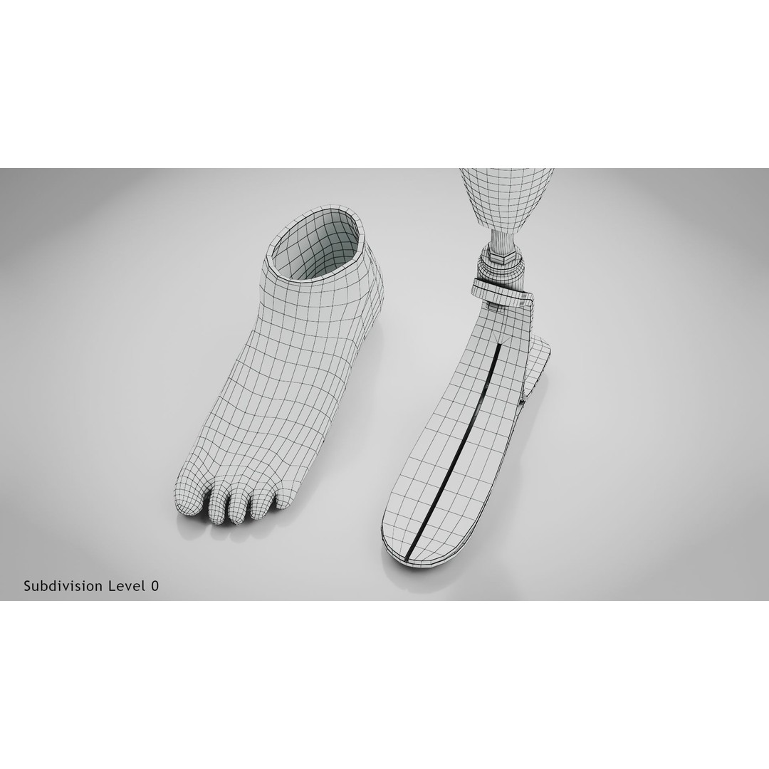 Below Knee Prosthetics 3D Model – Low Poly PBR Medical Asset, FBX, OBJ - View 30