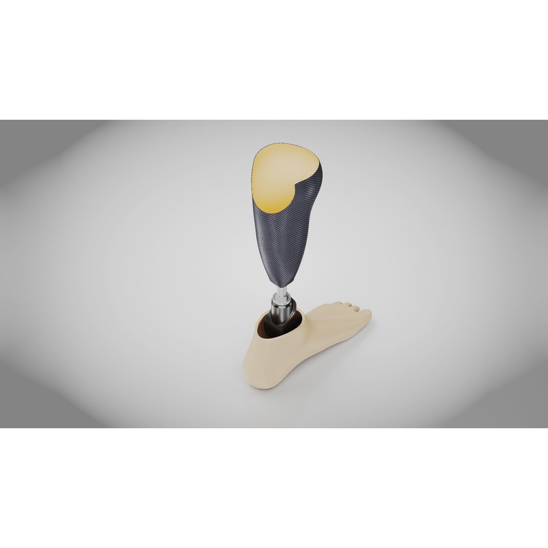 Below Knee Prosthetics 3D Model – Low Poly PBR Medical Asset, FBX, OBJ - View 4