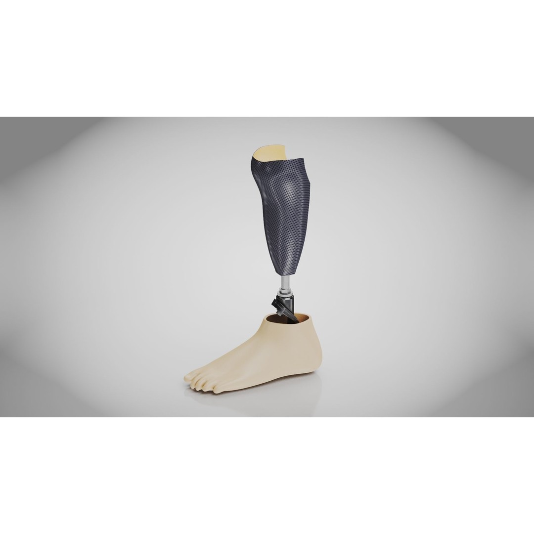 Below Knee Prosthetics 3D Model – Low Poly PBR Medical Asset, FBX, OBJ - View 6