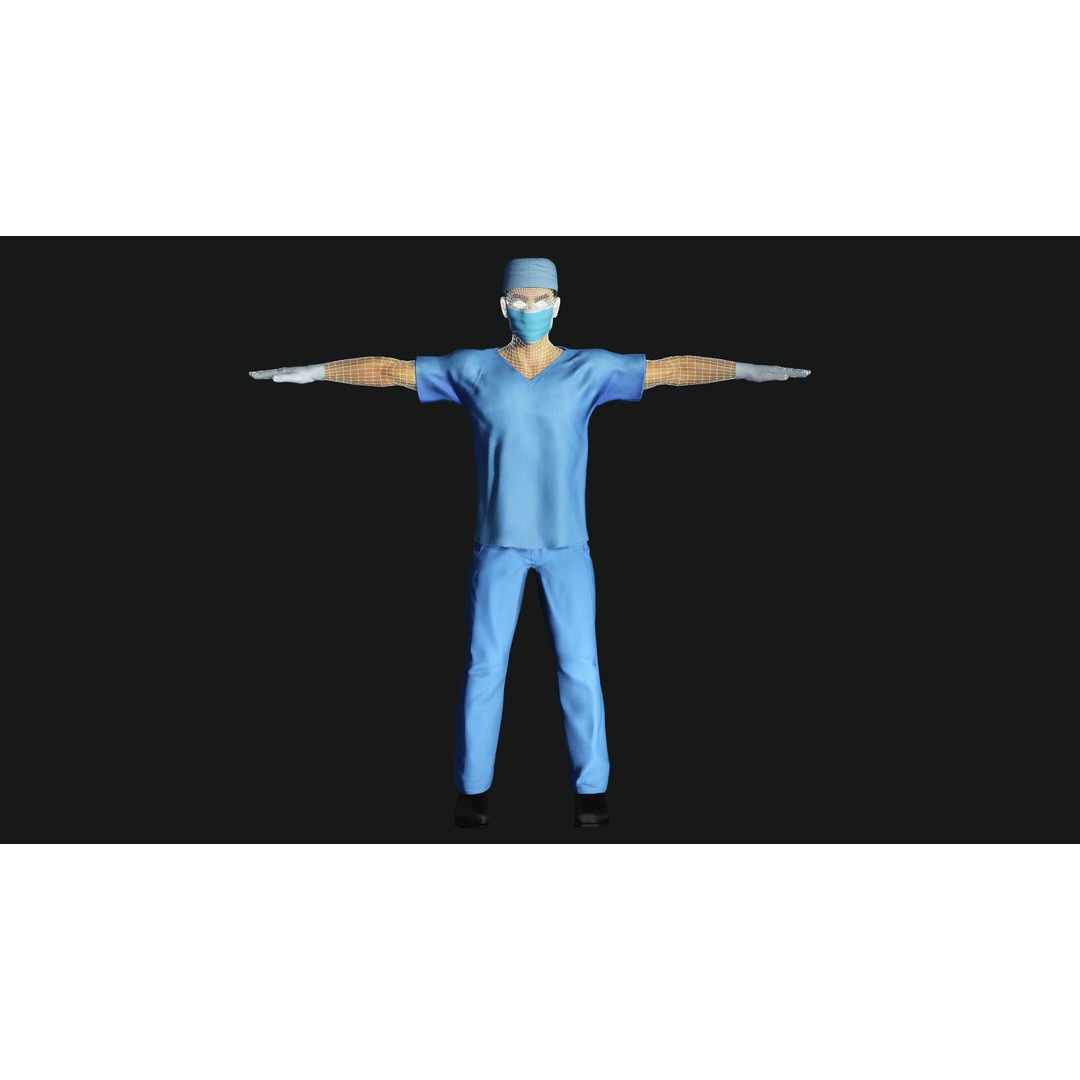 Realistic Medical Nurse Doctor Surgeon 3D Model – Low Poly Game Ready, FBX