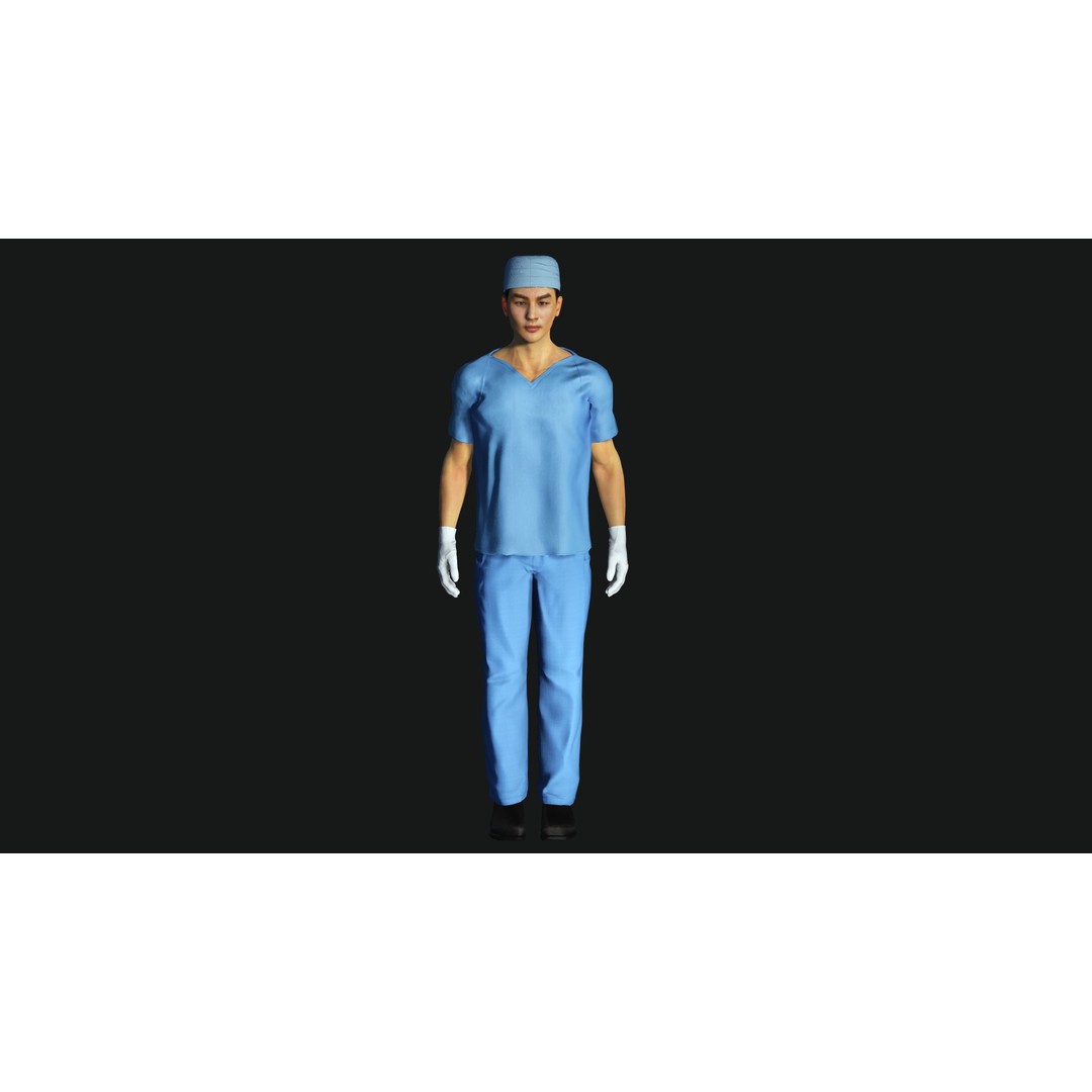 Realistic Medical Nurse Doctor Surgeon 3D Model – Low Poly Game Ready, FBX - View 20