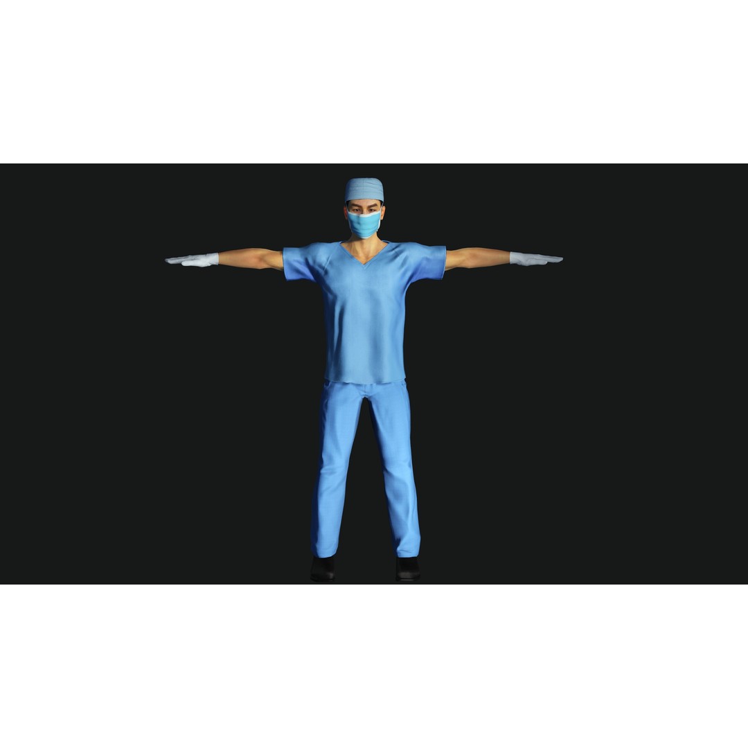 Realistic Medical Nurse Doctor Surgeon 3D Model – Low Poly Game Ready, FBX - View 21