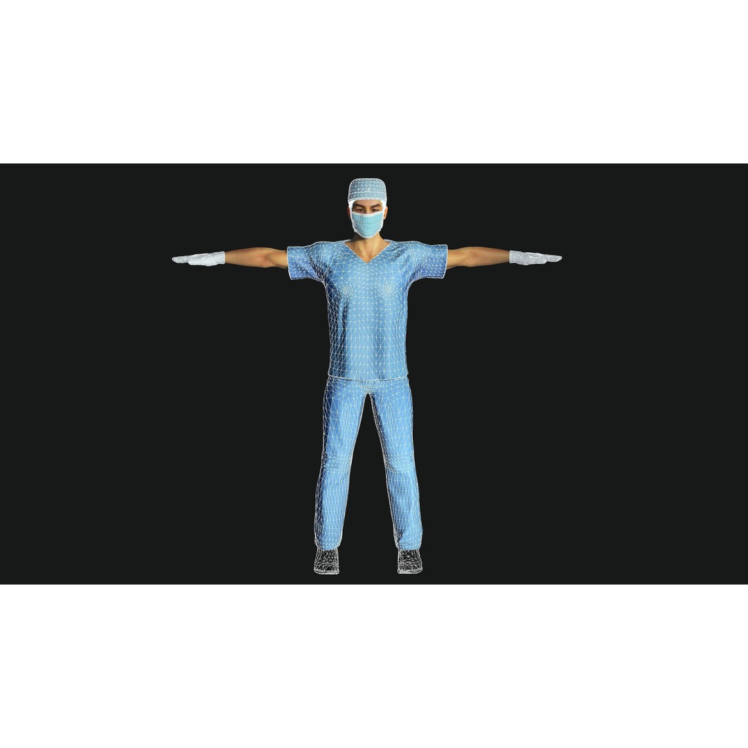 Realistic Medical Nurse Doctor Surgeon 3D Model – Low Poly Game Ready, FBX - View 22