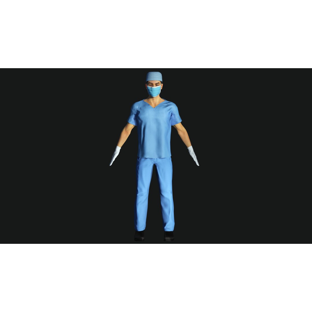 Realistic Medical Nurse Doctor Surgeon 3D Model – Low Poly Game Ready, FBX - View 4