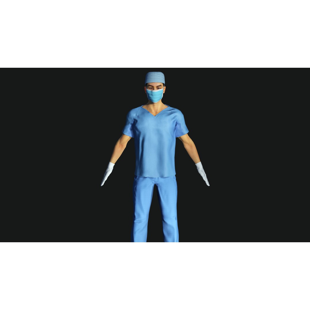 Realistic Medical Nurse Doctor Surgeon 3D Model – Low Poly Game Ready, FBX - View 5