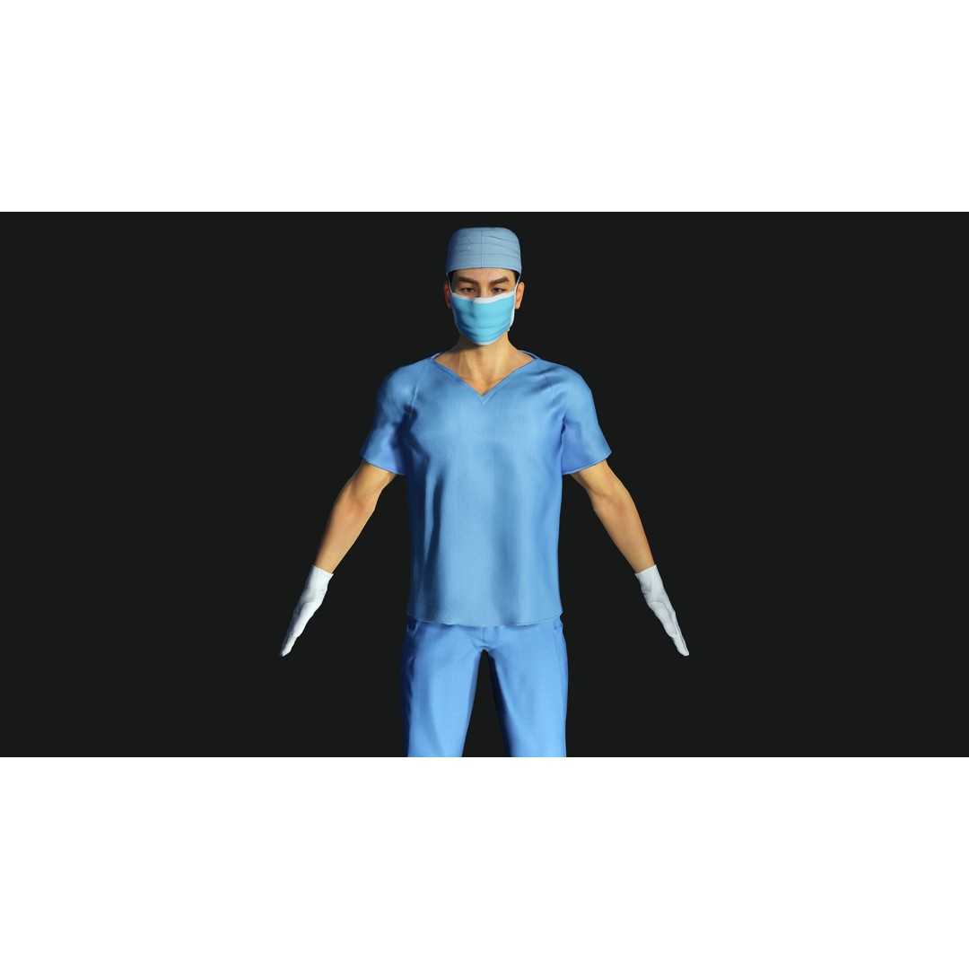 Realistic Medical Nurse Doctor Surgeon 3D Model – Low Poly Game Ready, FBX - View 6