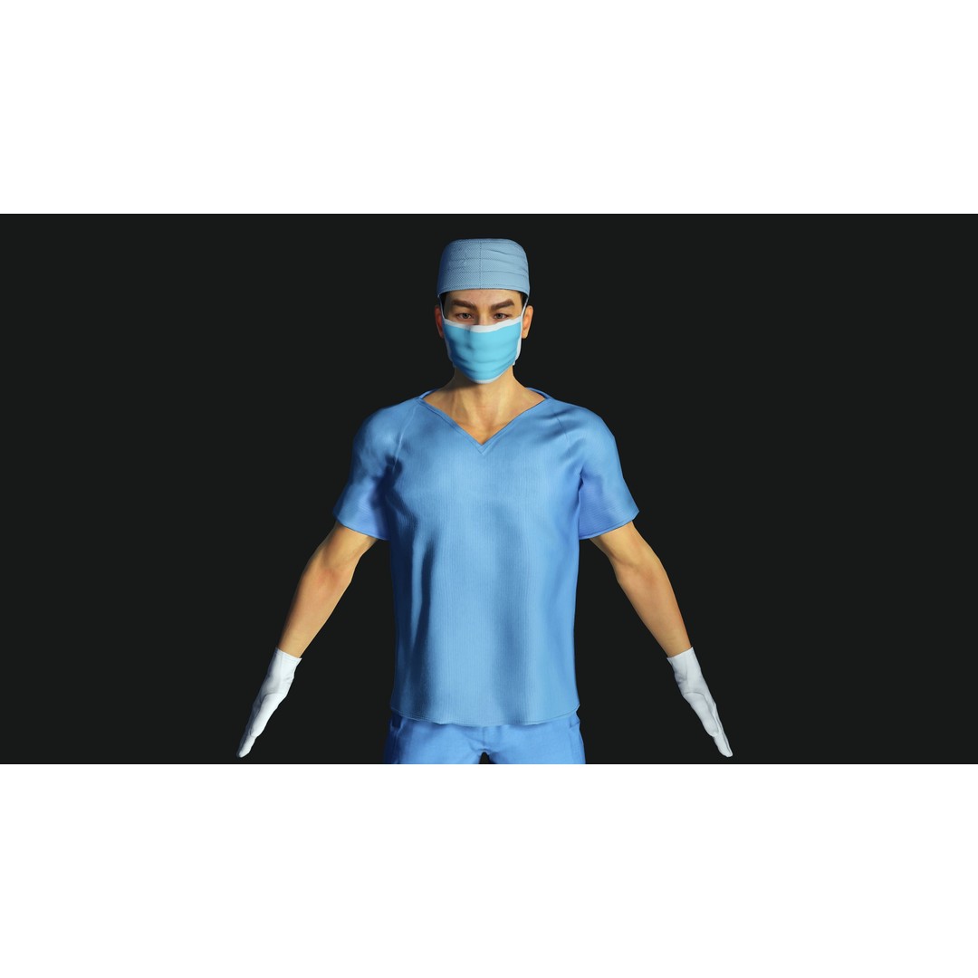 Realistic Medical Nurse Doctor Surgeon 3D Model – Low Poly Game Ready, FBX - View 7