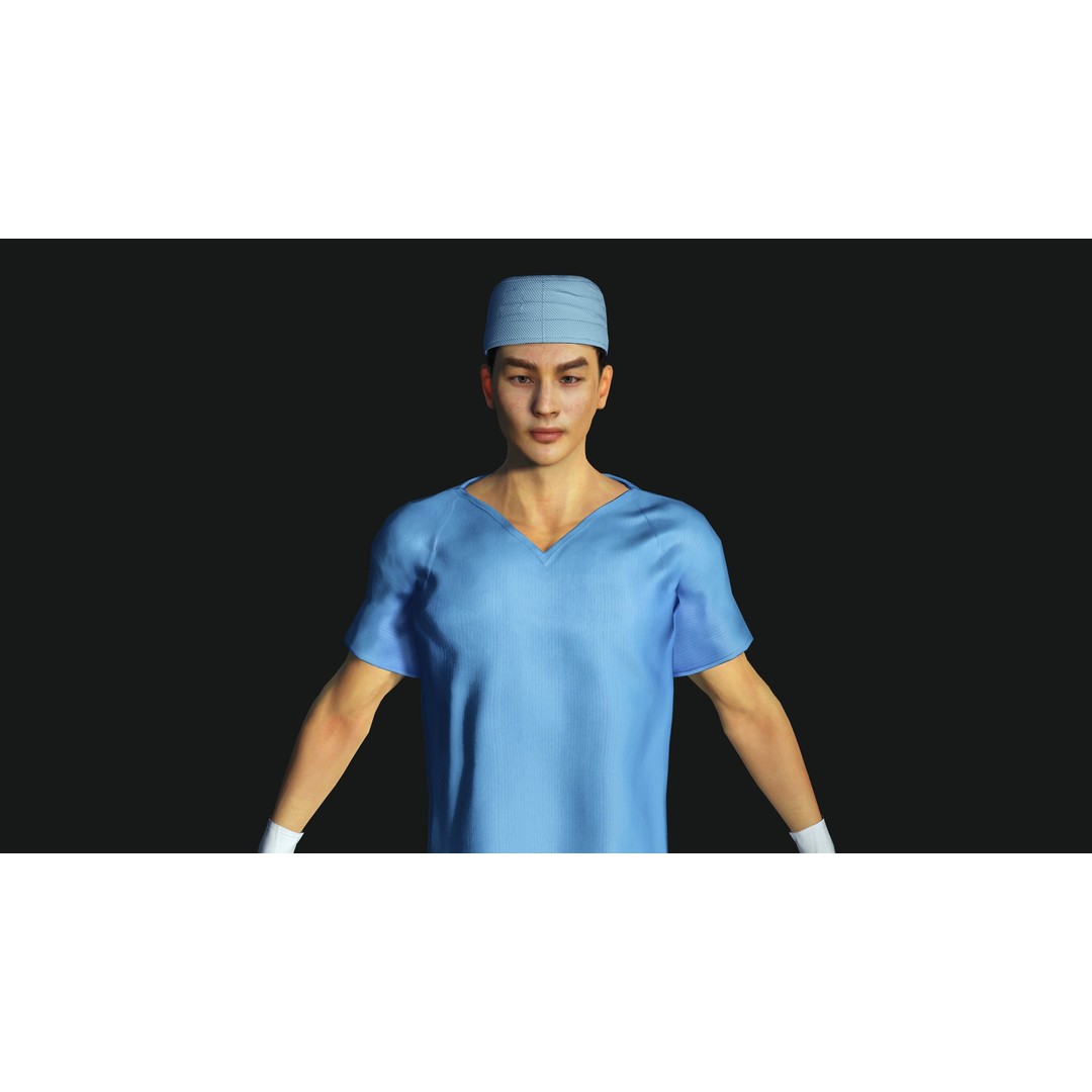 Realistic Medical Nurse Doctor Surgeon 3D Model – Low Poly Game Ready, FBX - View 9