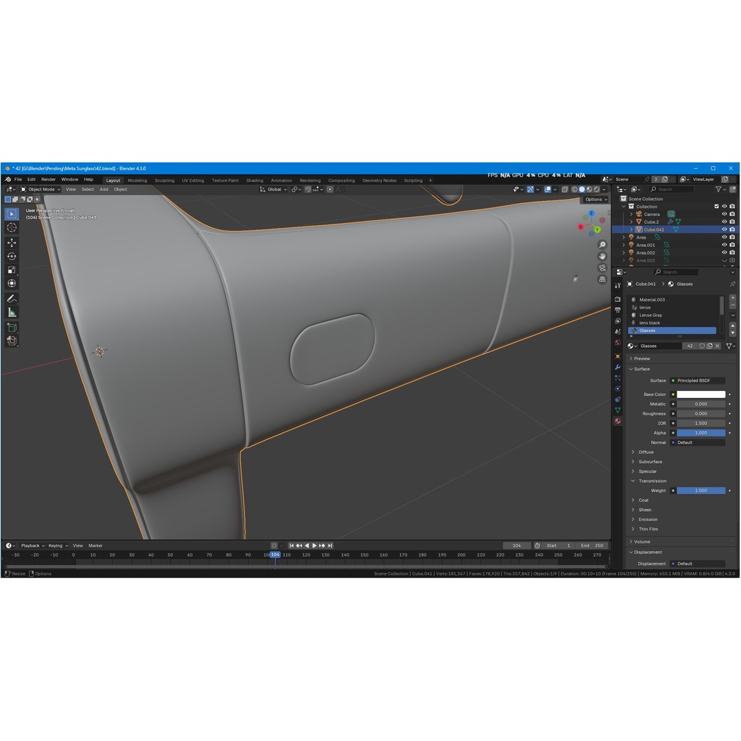 Orion AI Glasses 3D Model – Low Poly Modern Eyewear, FBX, Blender - View 19