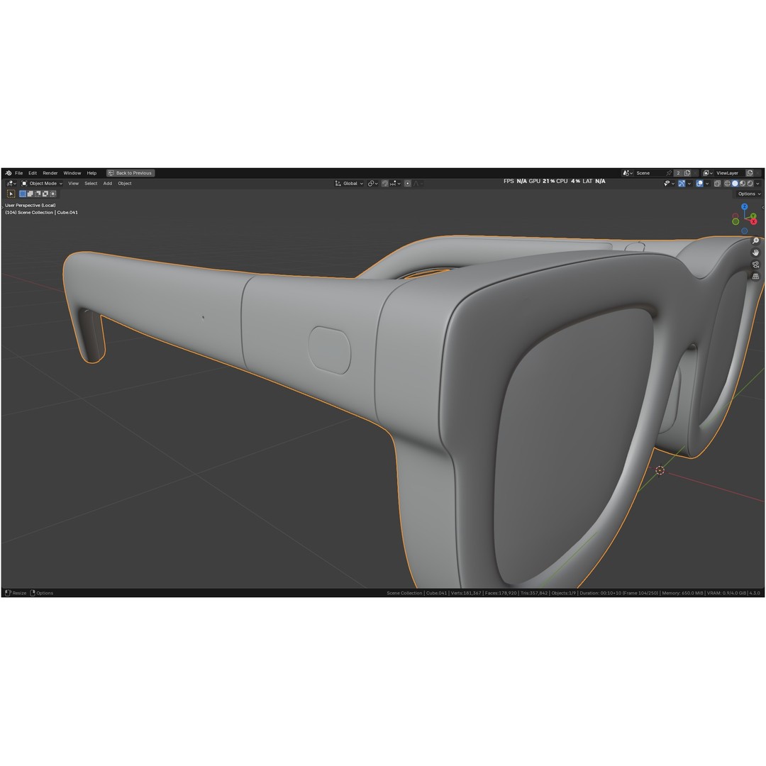 Orion AI Glasses 3D Model – Low Poly Modern Eyewear, FBX, Blender - View 22