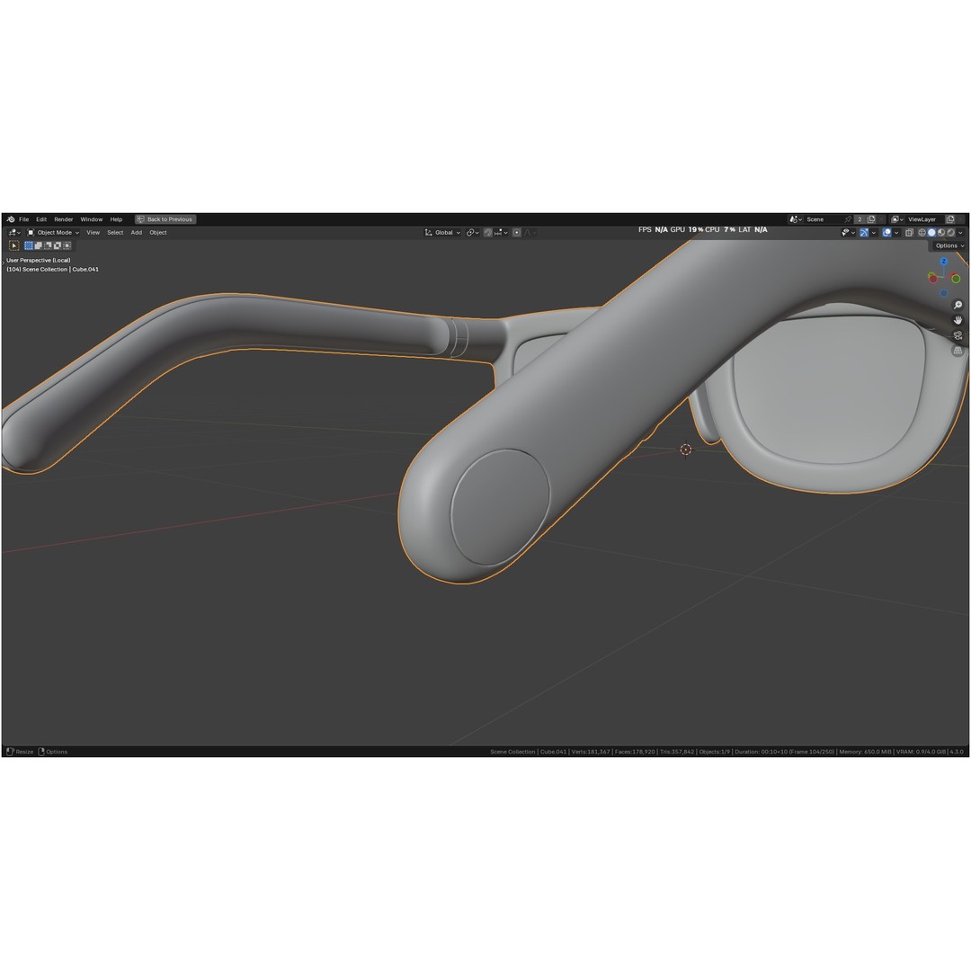 Orion AI Glasses 3D Model – Low Poly Modern Eyewear, FBX, Blender - View 23