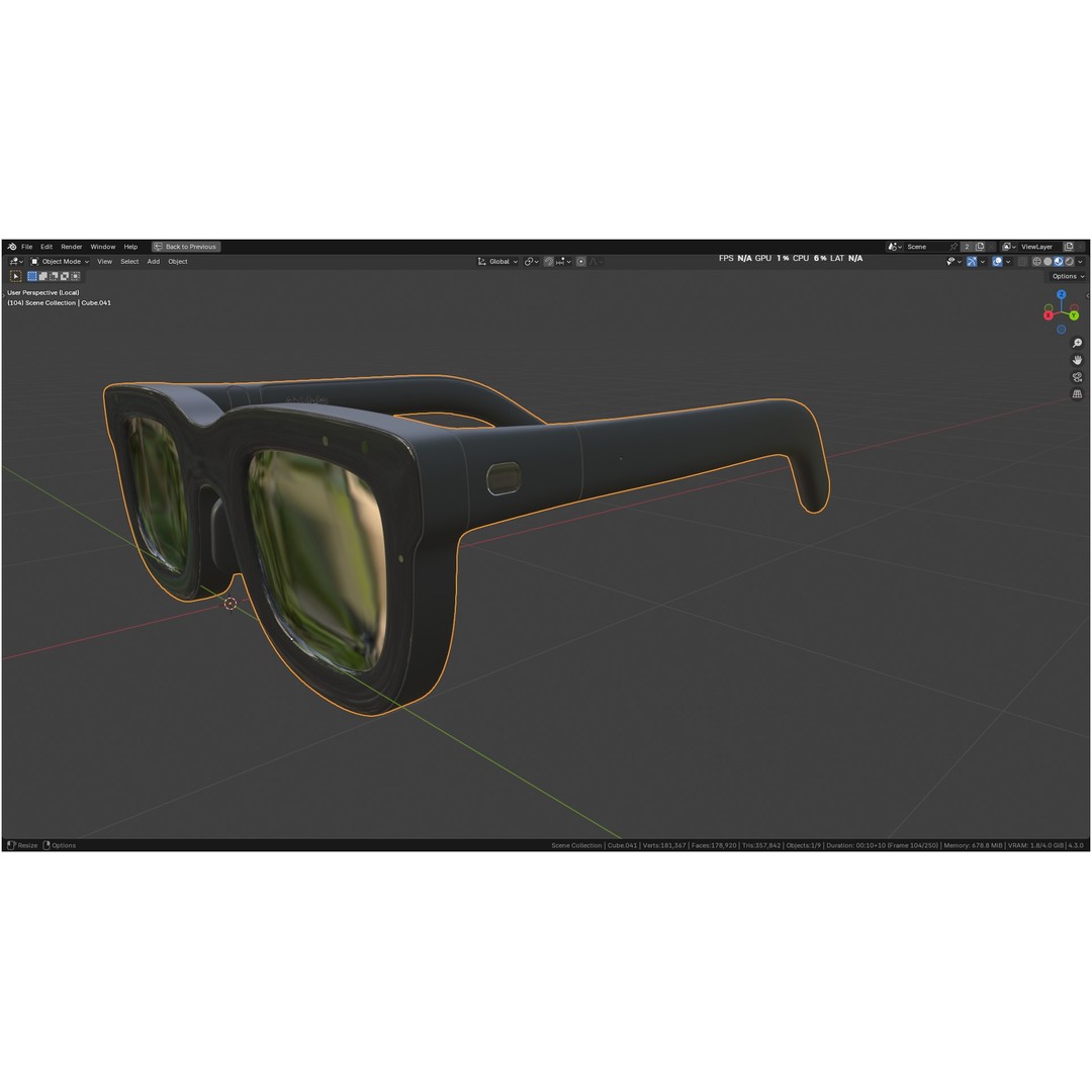 Orion AI Glasses 3D Model – Low Poly Modern Eyewear, FBX, Blender - View 28