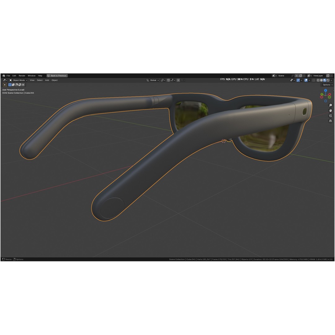 Orion AI Glasses 3D Model – Low Poly Modern Eyewear, FBX, Blender - View 30