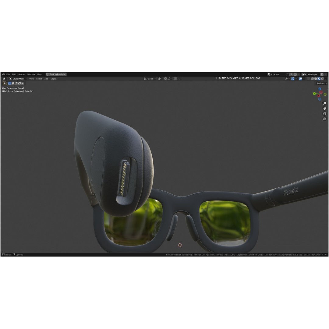 Orion AI Glasses 3D Model – Low Poly Modern Eyewear, FBX, Blender - View 38