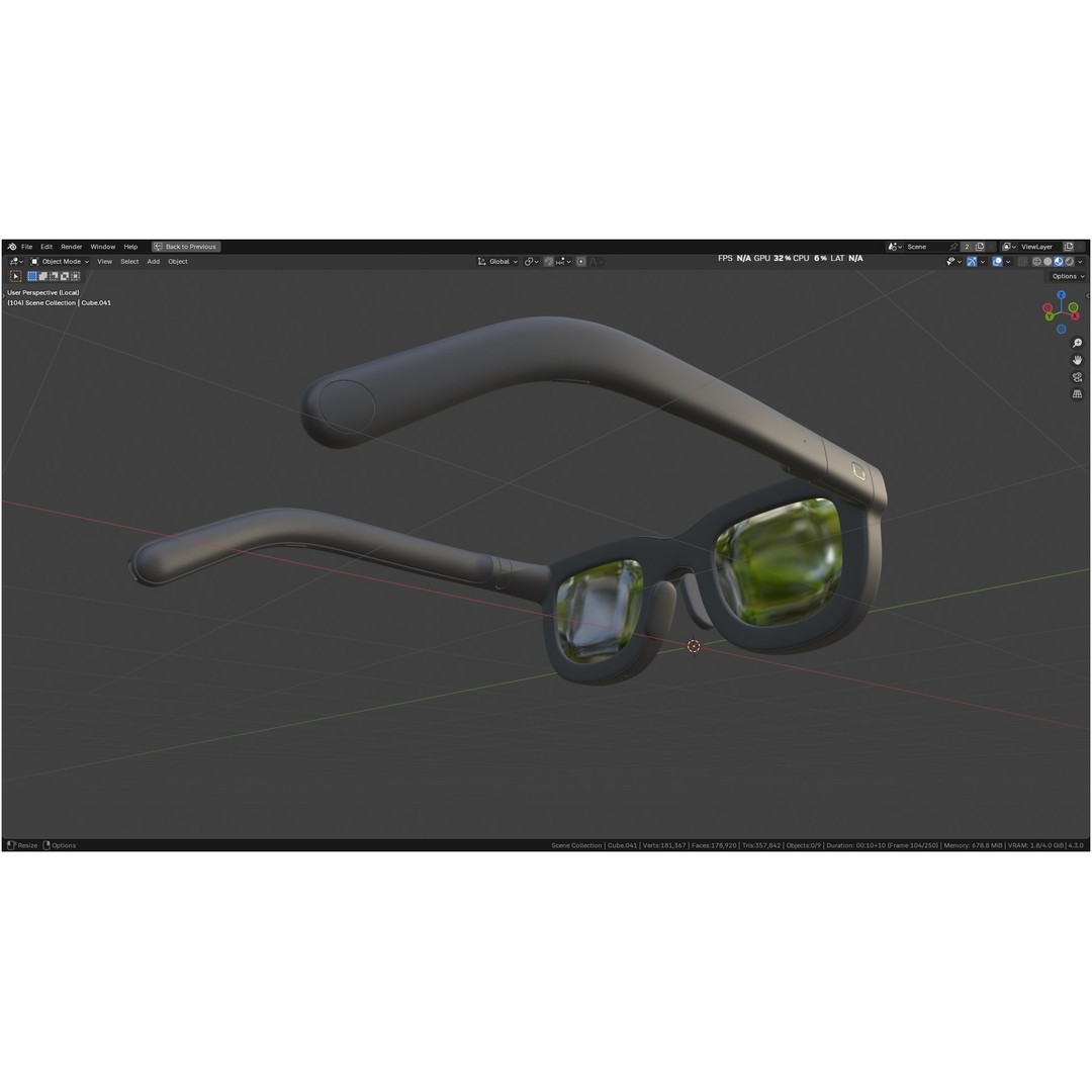 Orion AI Glasses 3D Model – Low Poly Modern Eyewear, FBX, Blender - View 39