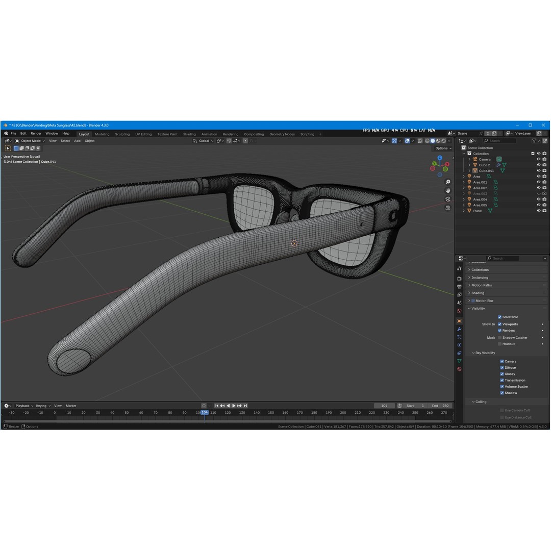 Orion AI Glasses 3D Model – Low Poly Modern Eyewear, FBX, Blender - View 41